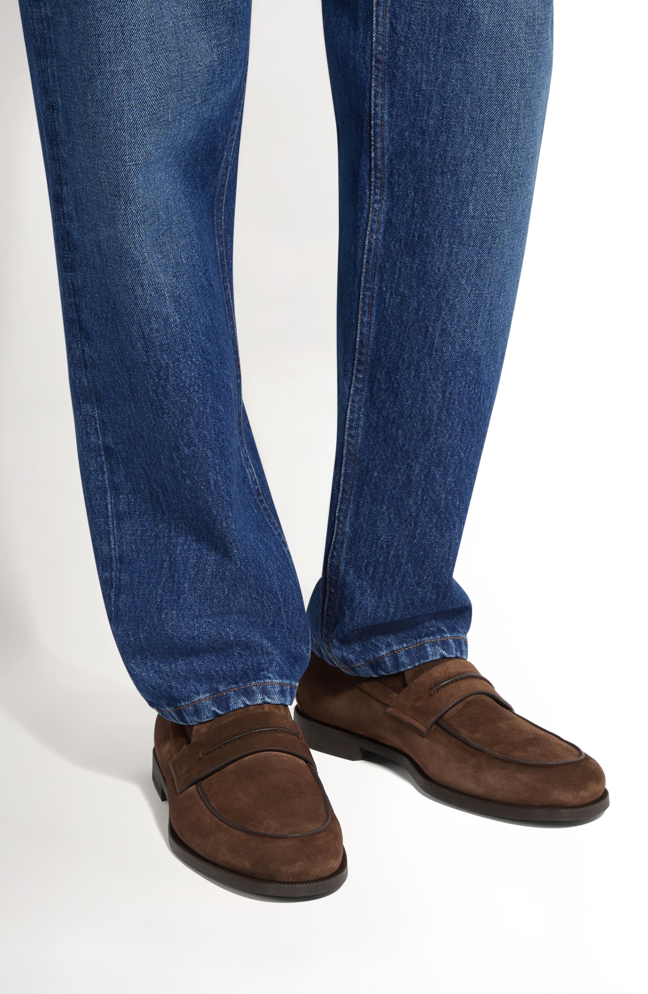 ZEGNA Suede Driving Loafer, Alternate, color, Dark Brown