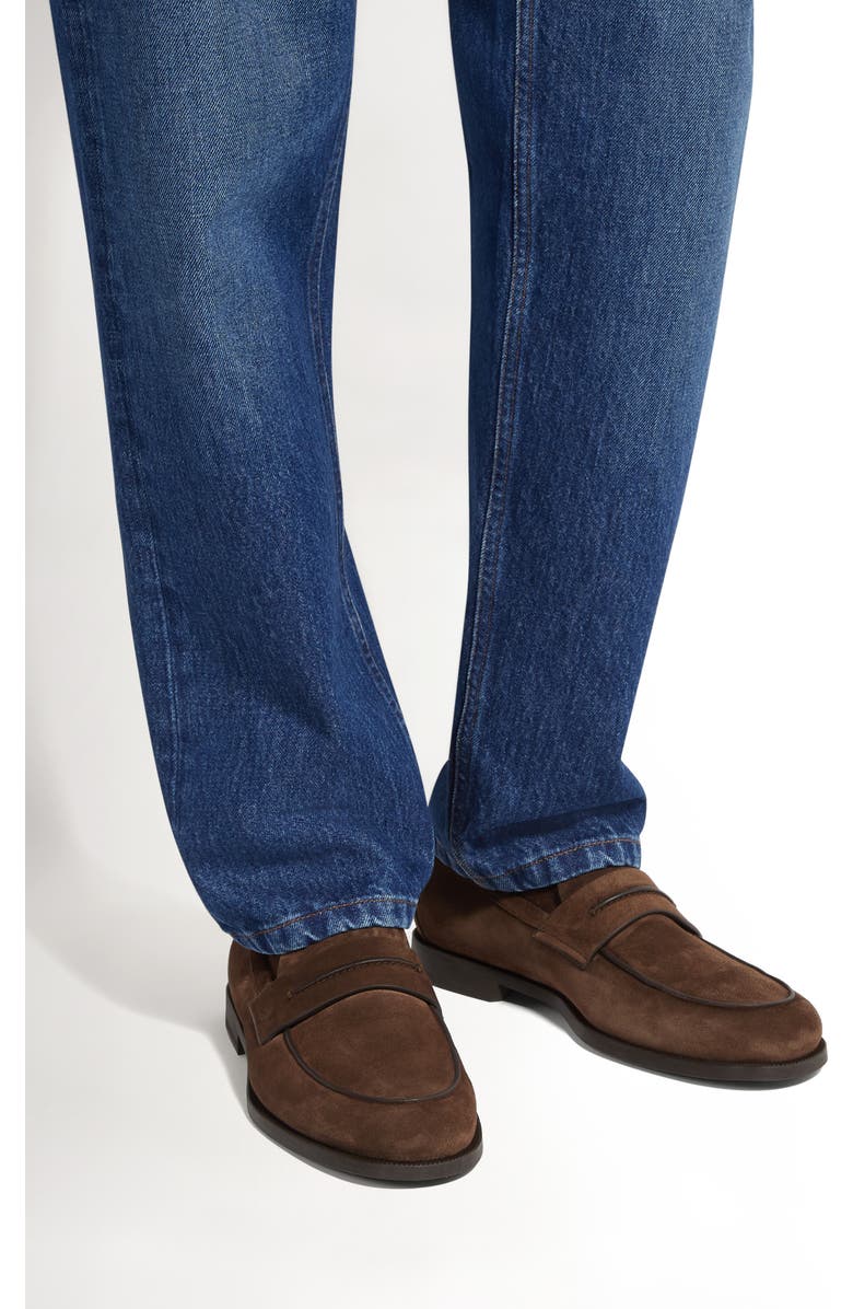 ZEGNA Suede Driving Loafer, Alternate, color, Dark Brown