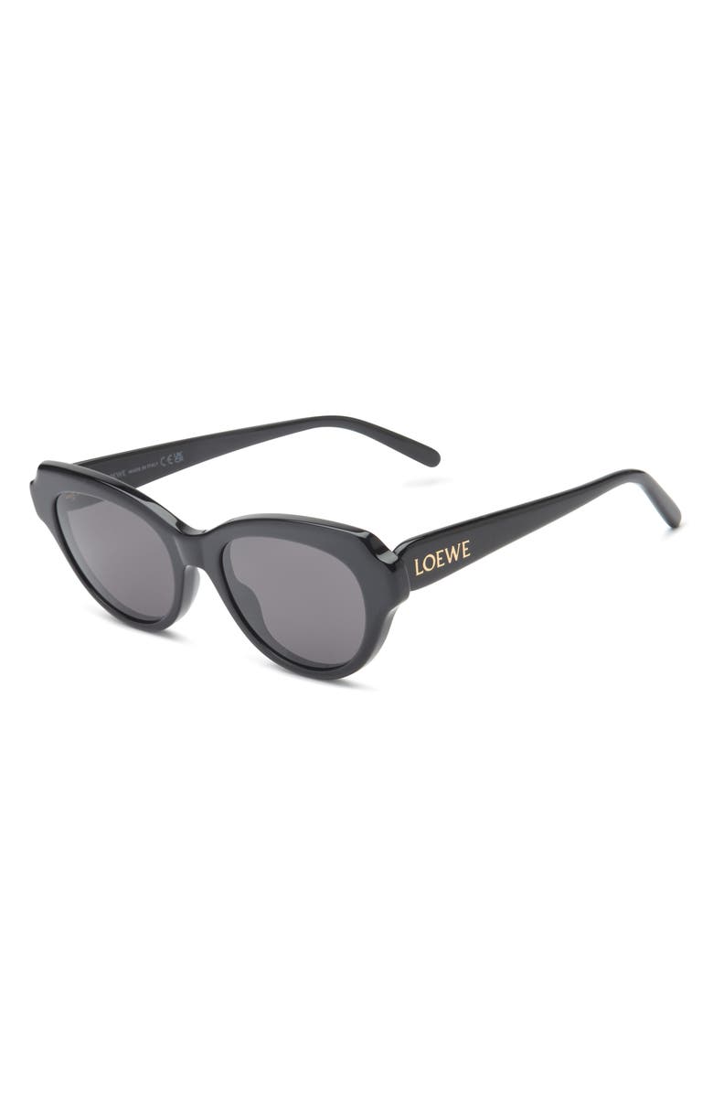 Loewe Slim 53mm Round Sunglasses, Alternate, color, Shiny Black / Smoke