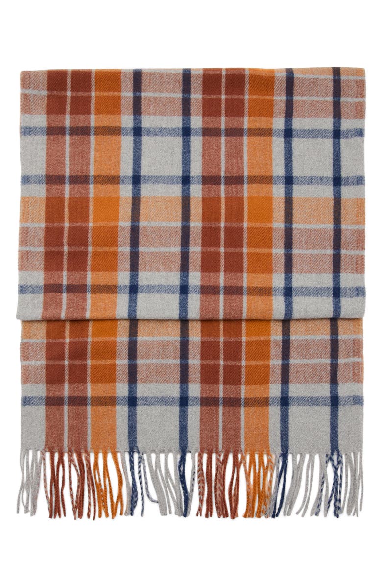 MANGO Plaid Scarf, Main, color, Caramel