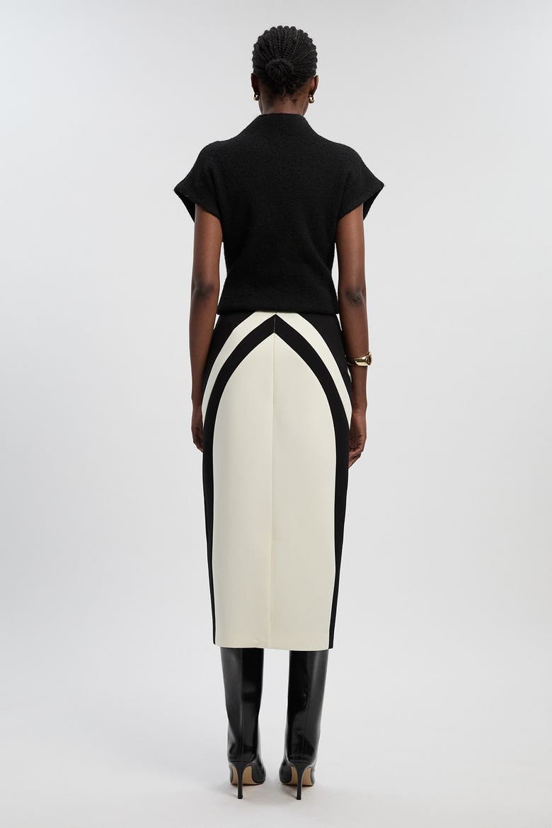Colour Block Pencil Midi Skirt, Alternate, color, Mono
