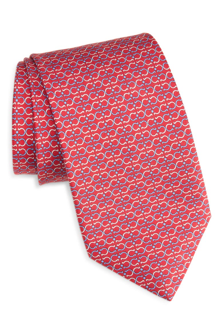 Zelig Gancini Print Silk Tie, Main, color, ROSSO
