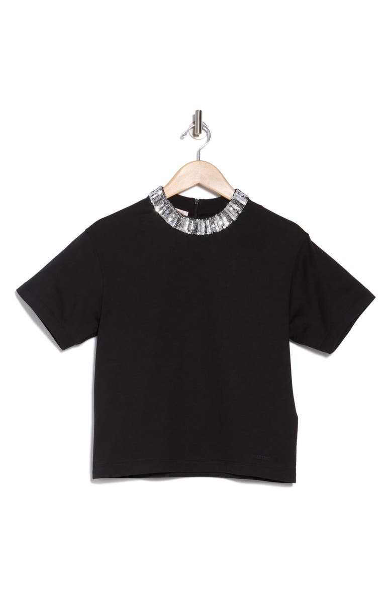Valentino Garavani Sequin Embellished Crop T-Shirt, Alternate, color,