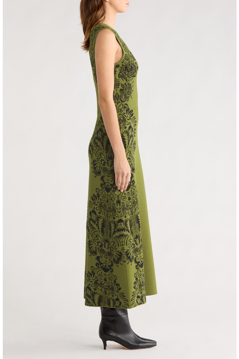 Liana Floral Jacquard Knit Midi Dress, Alternate, color, OLIVE