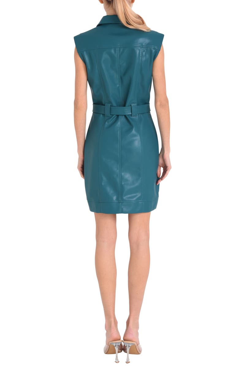 CIEBON Ella Sleeveless Faux Leather Minidress, Alternate, color, Teal Green