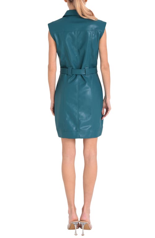 Ciebon Ella Sleeveless Faux Leather Minidress In Green