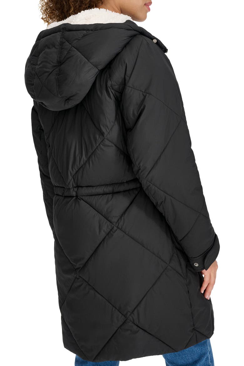Diamond Quilted Water Resistant Parka, Alternate, color, BLACK