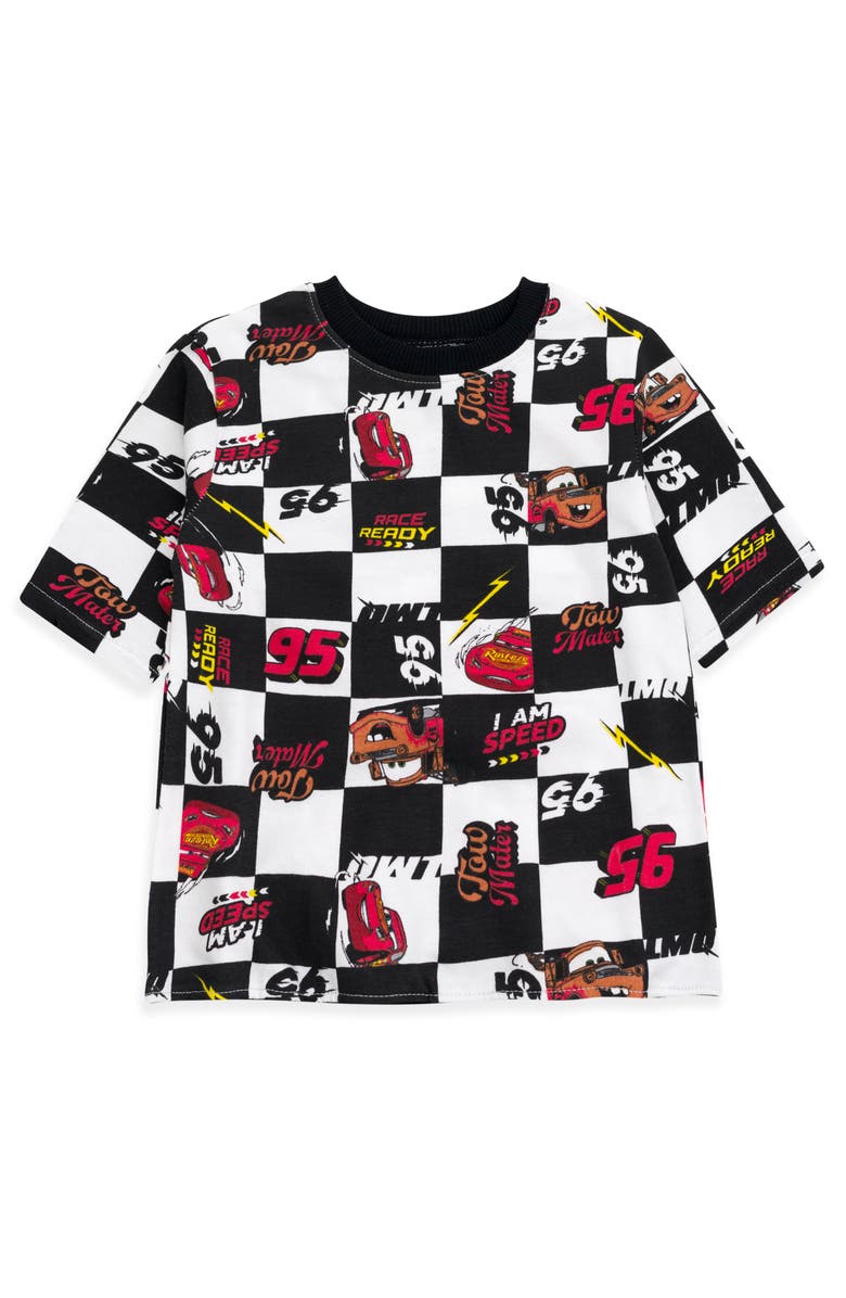 Disney Pixar Boys' 2-Piece Graphic T-Shirt and Shorts Set, Alternate, color, Black White Checkered