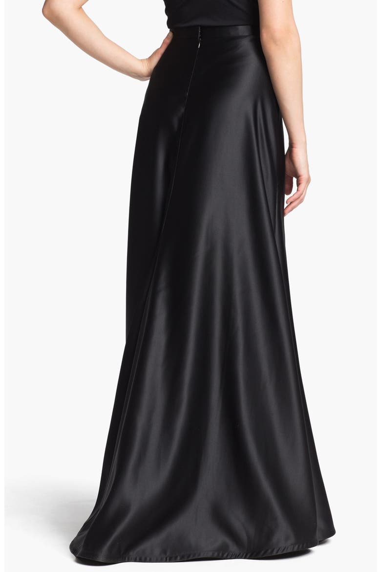 Satin A-Line Skirt, Alternate, color, BLACK