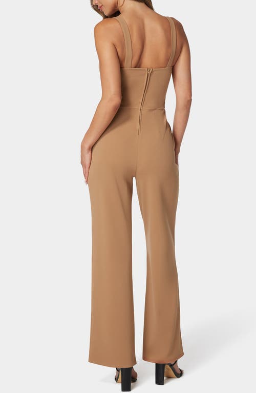 Bebe Wide Leg Jumpsuit In Brown