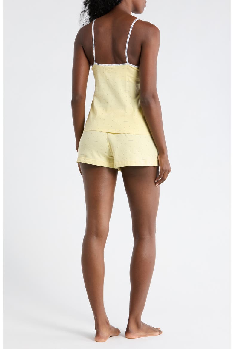 Stretch Cotton Camisole & Shorts Pajamas, Alternate, color, LOGO GRID FRENCH VANILLA