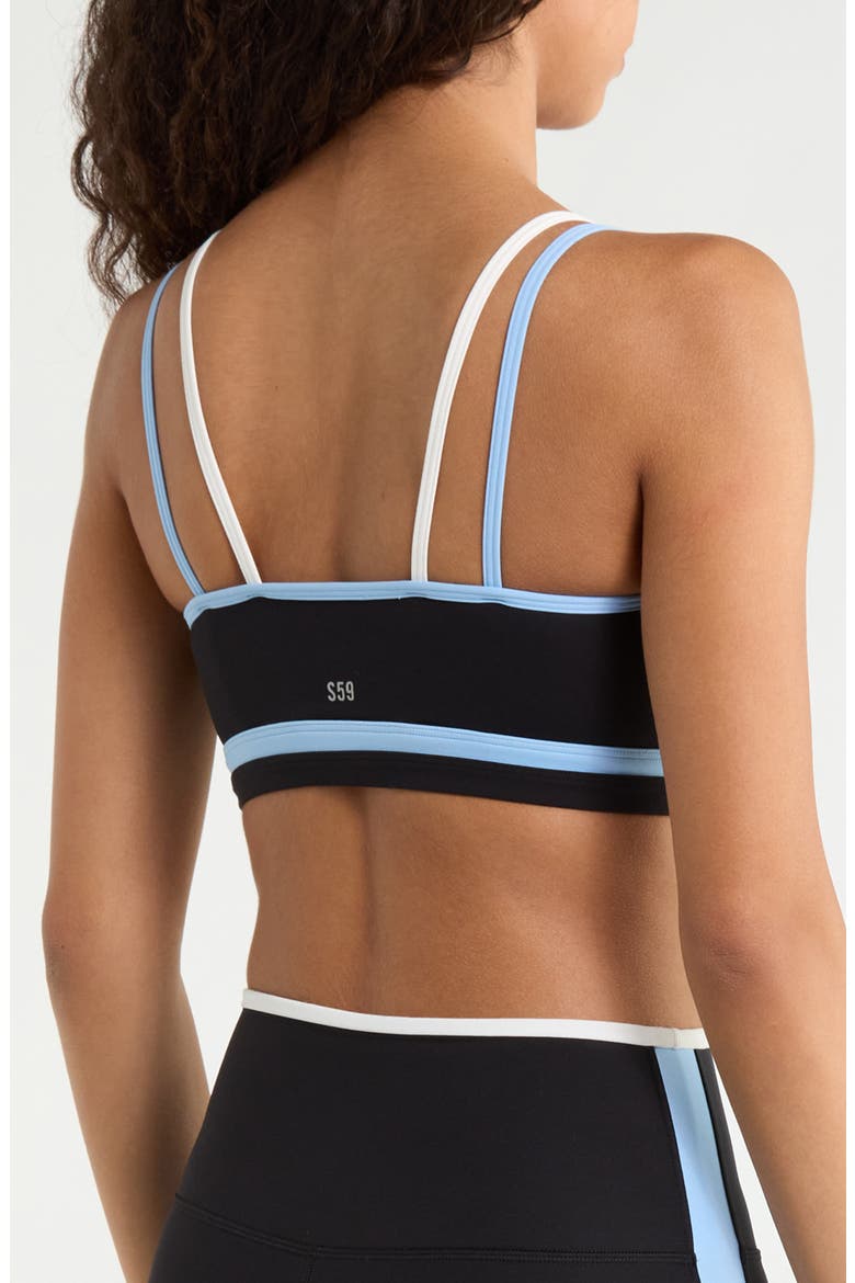 Eva Rigor Double Strap Sports Bra, Alternate, color, BLACK/ SKYLIGHT