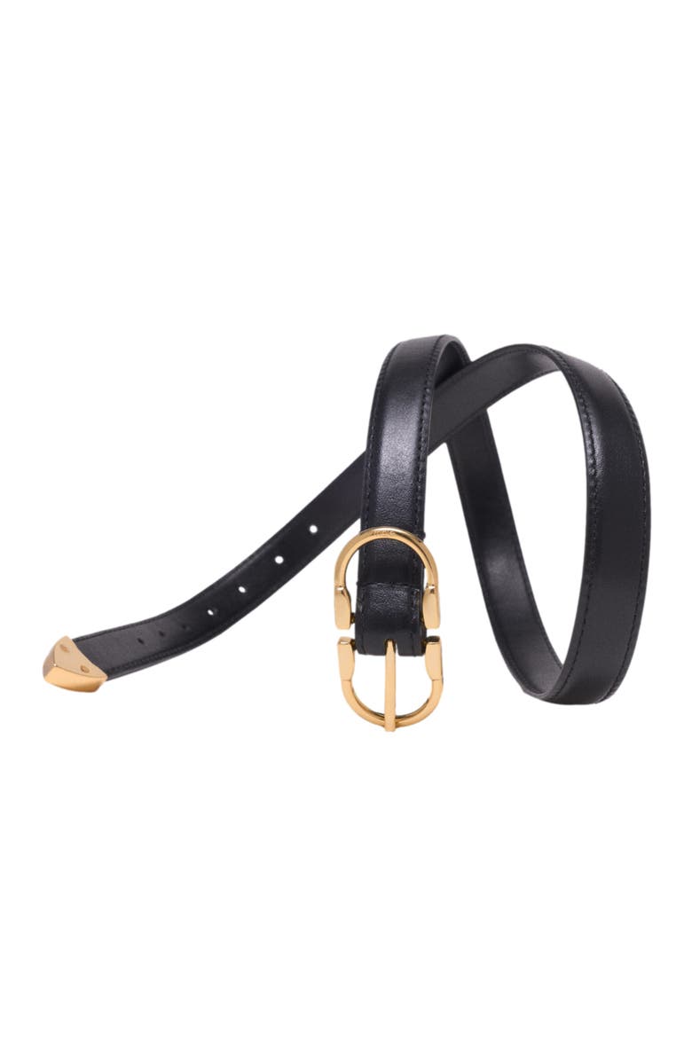 maje Double-buckle leather belt, Alternate, color, Black