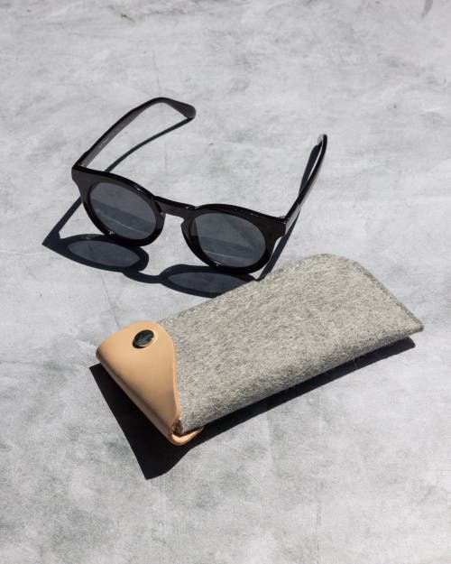 Graf & Lantz Graf Lantz Anzen Merino Wool Eyeglass Sleeve In Granite Vachetta