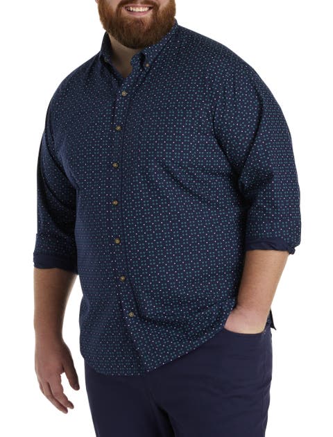 Big & Tall Easy-Care Medallion Print Sport Shirt