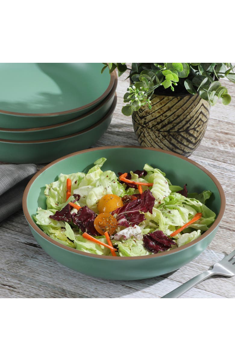 Gibson Home Rockabye 4 Piece 8.5 Inch Melamine Dinner Bowl Set, Alternate, color, Green