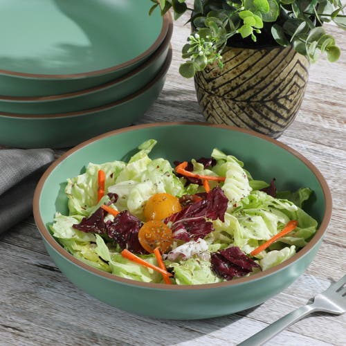 Gibson Home Rockabye 4 Piece 8.5 Inch Melamine Dinner Bowl Set In Green