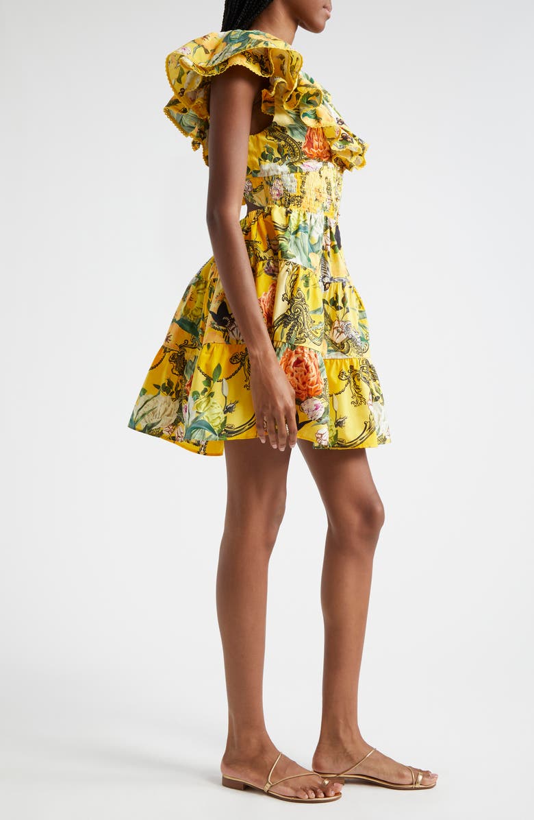 Camilla Paths of Gold Cotton Tiered Minidress, Alternate, color,