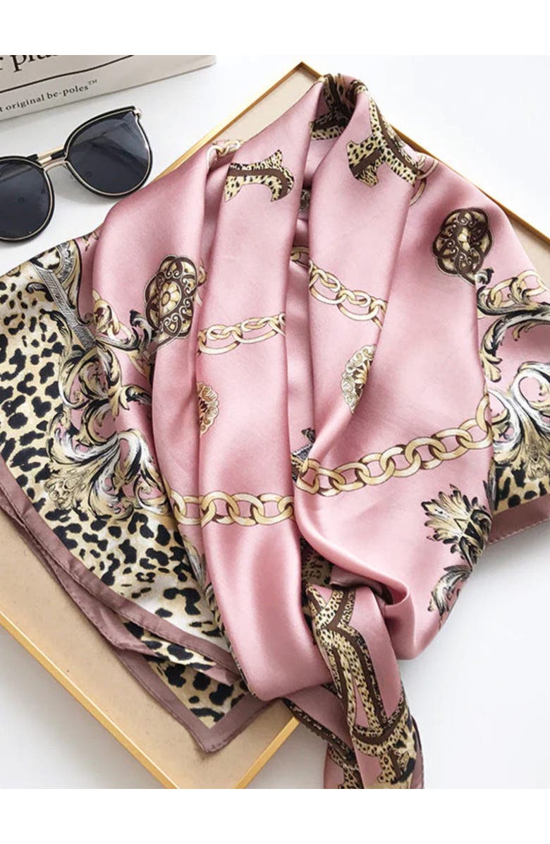 SILKSILKY Pure Mulberry Silk Printed Square Shawl Scarf, Alternate, color, Leopard