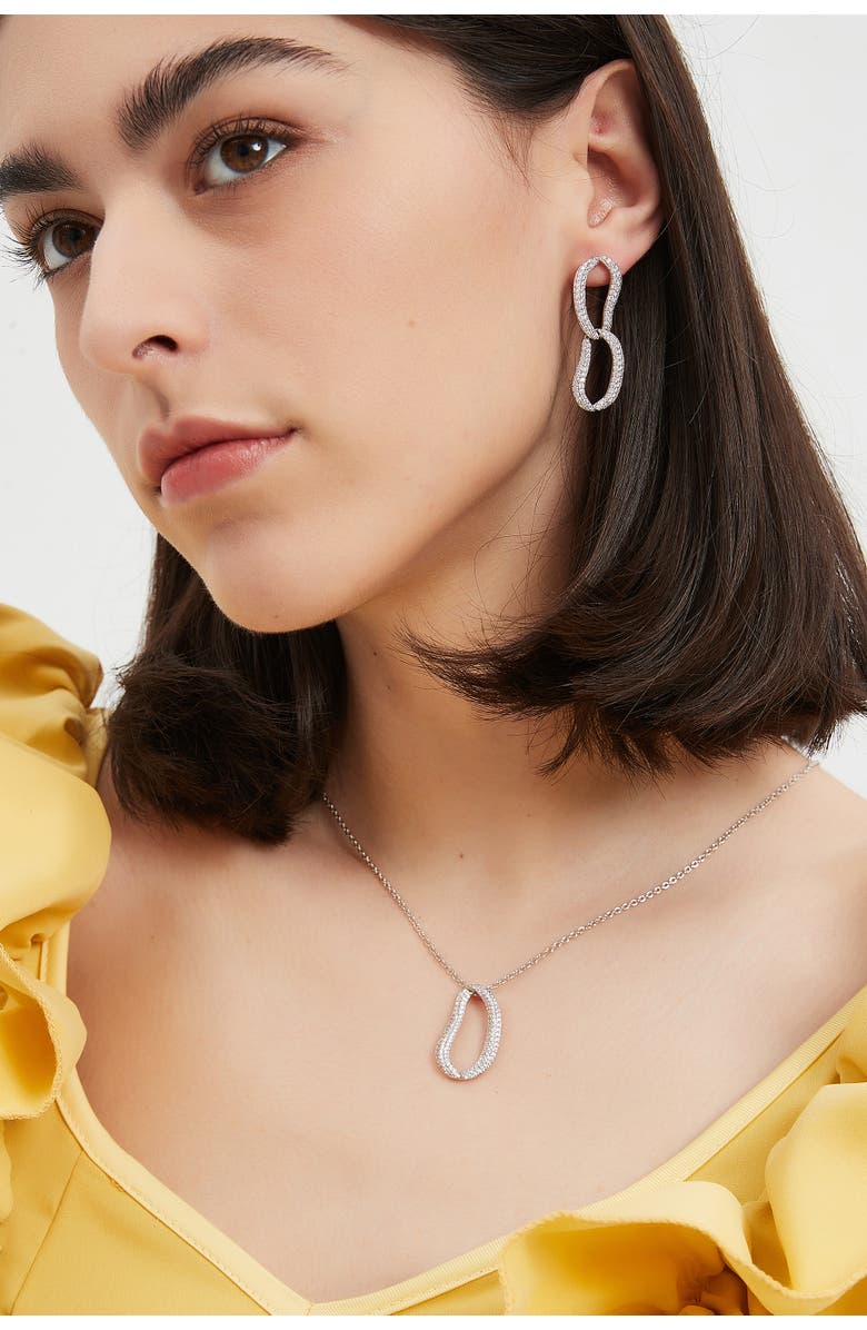 Classicharms Infinity Pavé Irregular Hoop Pendant Necklace, Alternate, color, Silver