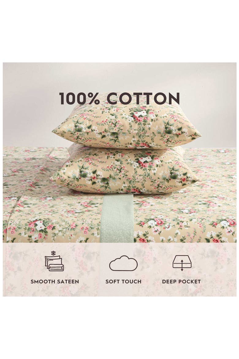 Serene Dream 4-Piece Cotton Sheet Set, Alternate, color, PASTEL BROWN