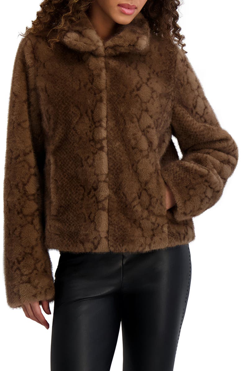 KARL LAGERFELD Faux Fur Jacket, Main, color, Brown Multi