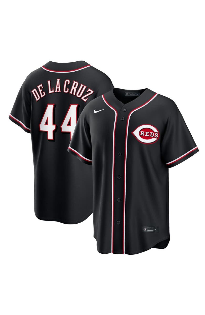 Nike Men's Nike Elly De La Cruz Cincinnati Reds Fashion Replica Black Out Jersey, Main, color, Black