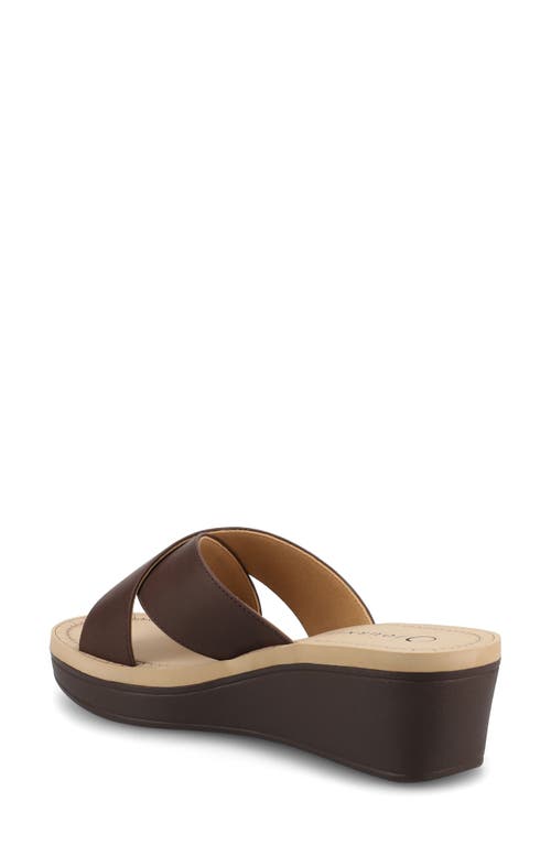 Journee Collection Women's Biara Crisscross Platform Wedge Sandals In Brown