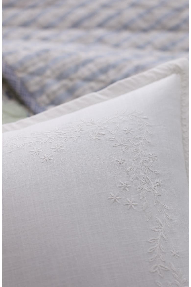 Somersby Embroidered Linen Throw Pillow, Alternate, color, WHITE