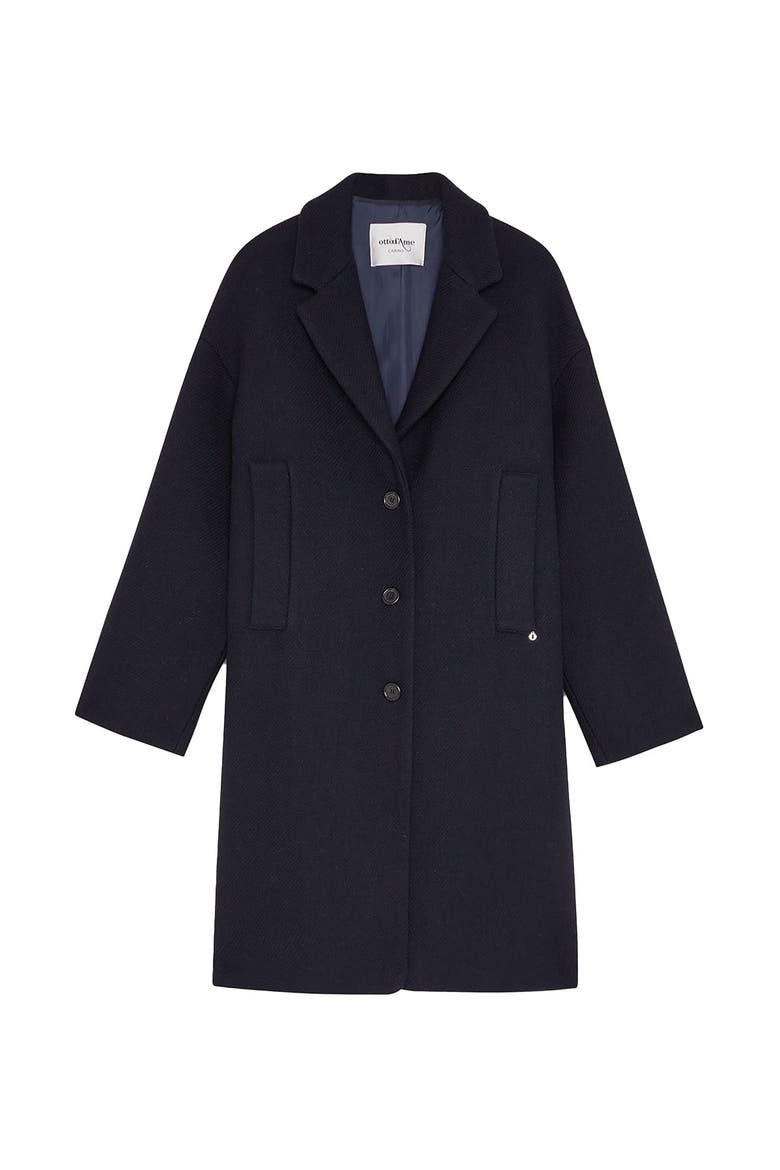 Wool-Blend Midi Coat, Alternate, color, Night