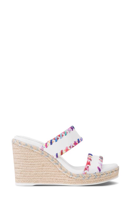 Karl Lagerfeld Paris Charcel Double Strap Espadrille Wedge Sandal In Bright White