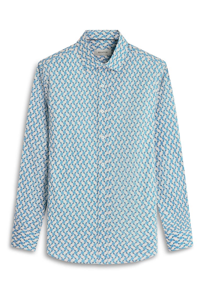 Julian Shaped Fit Print Button-Up Shirt, Alternate, color, DUSTY BLUE