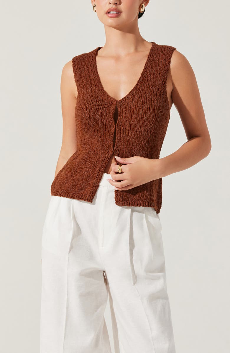 ASTR the Label Taimi Sweater Vest, Alternate, color, Brown