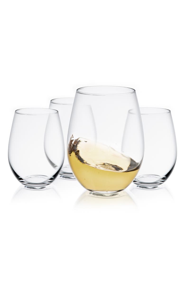 JoyJolt Spirits Set of 4 Stemless Wine Glasses, Alternate, color, Clear