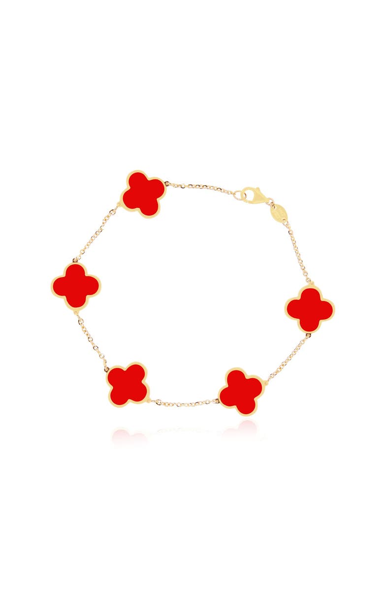 The Lovery Fine Jewelry Large Coral Clover Bracelet, Main, color,