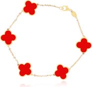 The Lovery Fine Jewelry Large Coral Clover Bracelet