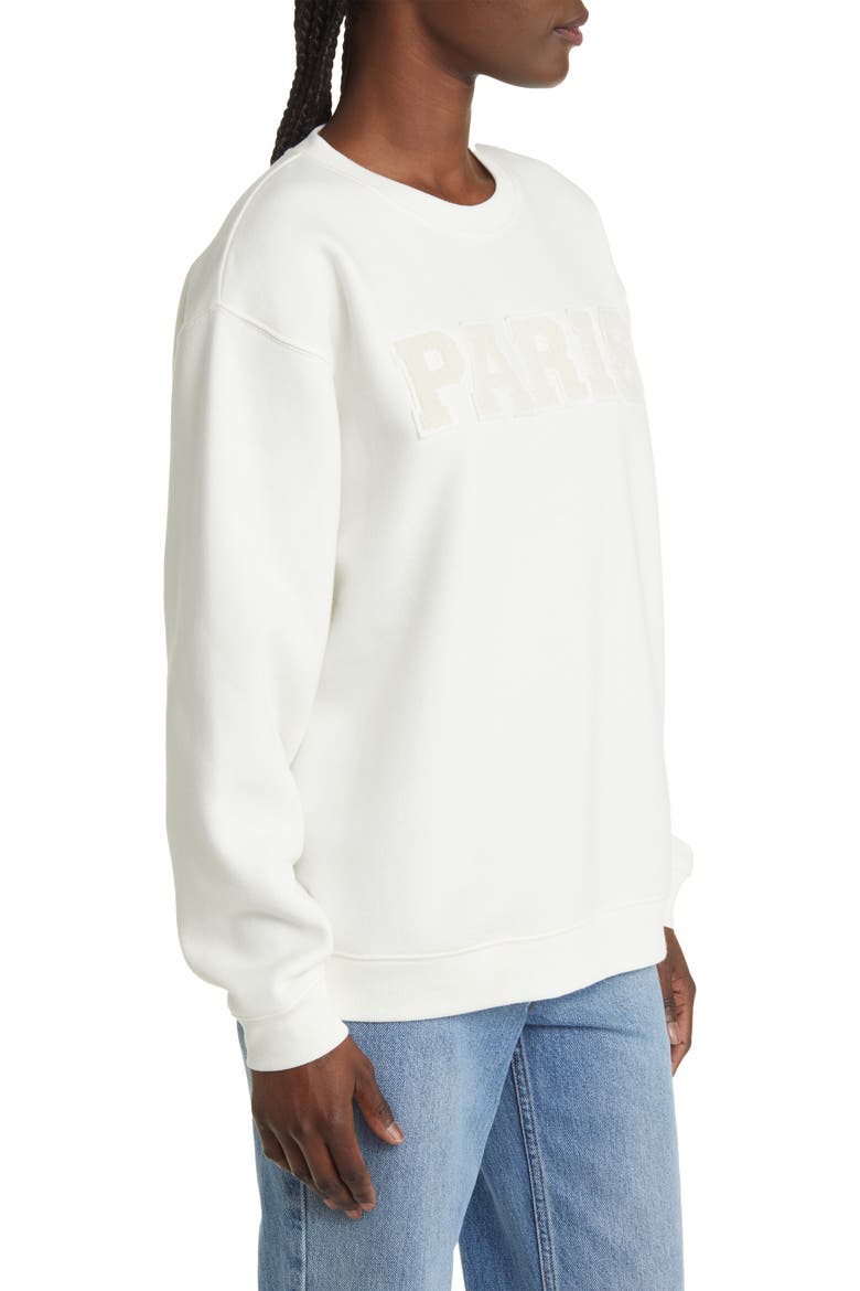 Paris Bouclé Patch Cotton Blend Sweatshirt, Alternate, color, NATURAL