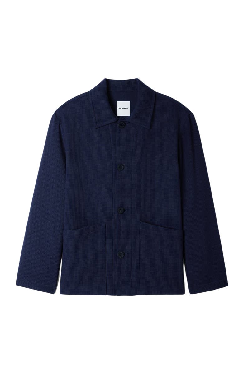 SANDRO Buttoned wool worker jacket, Alternate, color, Midnight Blue