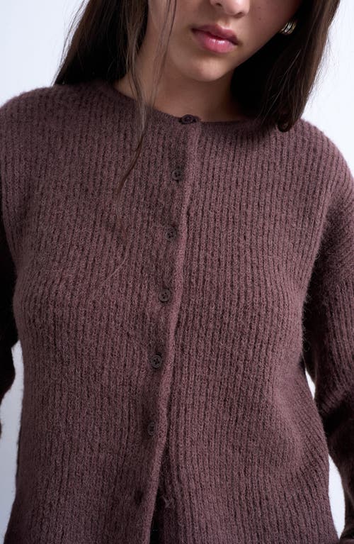 Topshop Shaker Stitch Relaxed Cardigan In Brown