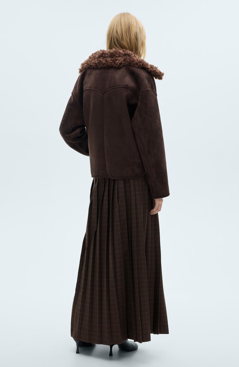 MANGO Check Pleated Midi Skirt, Alternate, color,