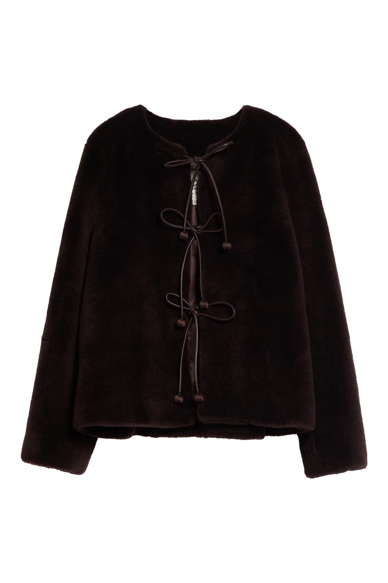 Annie Genuine Shearling Coat, Alternate, color, BROWN
