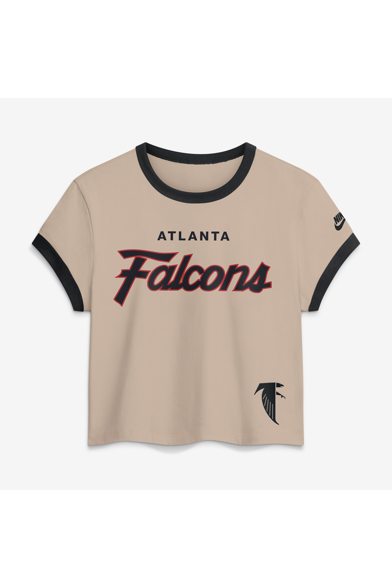 Women's Nike Cream Atlanta Falcons Rewind Ringer Mod Cropped T-Shirt, Main, color, Cream