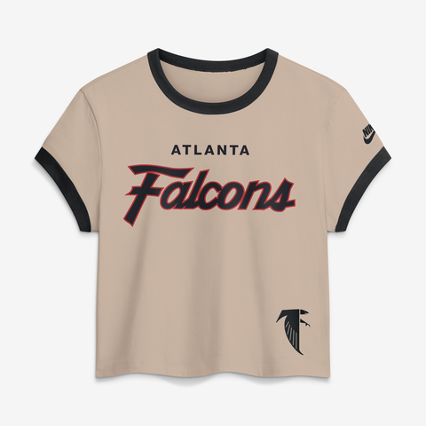 Women's Nike Cream Atlanta Falcons Rewind Ringer Mod Cropped T-Shirt