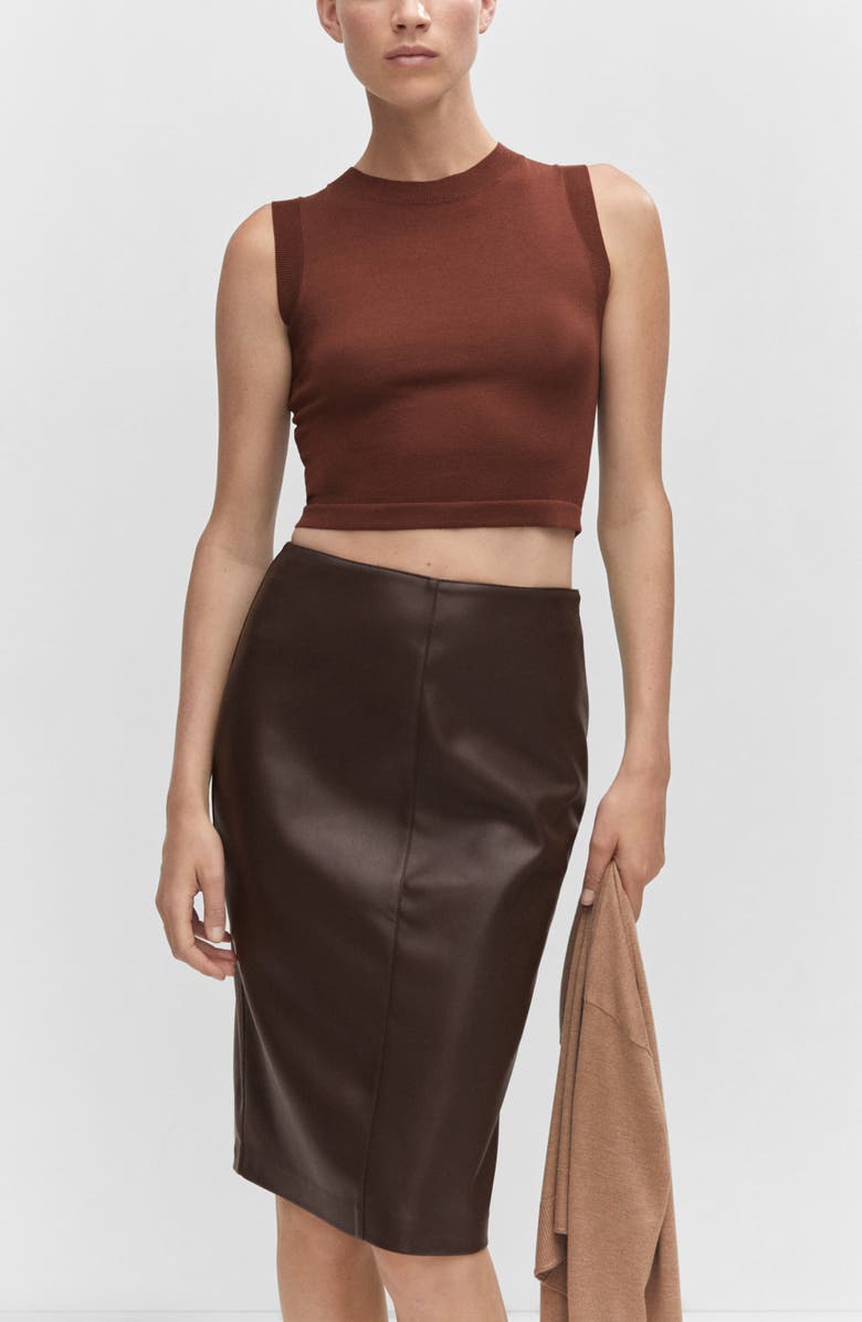 MANGO Faux Leather Pencil Skirt, Alternate, color, 