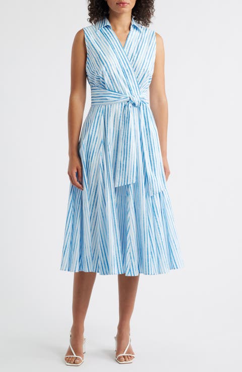 Stripe Sleeveless Midi Dress