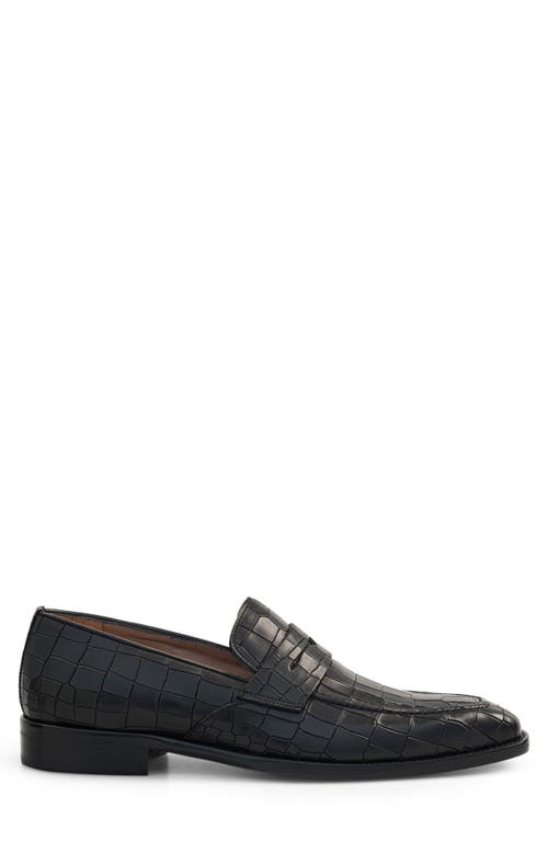 Mezlan Stamped Croc Embossed Penny Loafer