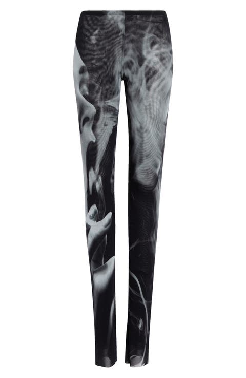 Printed Mesh Flare Pants