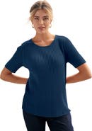 Jessica London Button Ribbed Knit Pullover Sweater