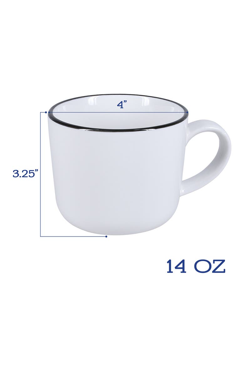 Set of 4 Silhouette Mugs, Alternate, color, WHITE W/ BLACK
