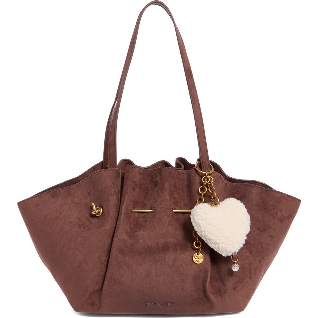 Steve Madden Bleanne Faux Suede Tote In Espresso Brown Suede